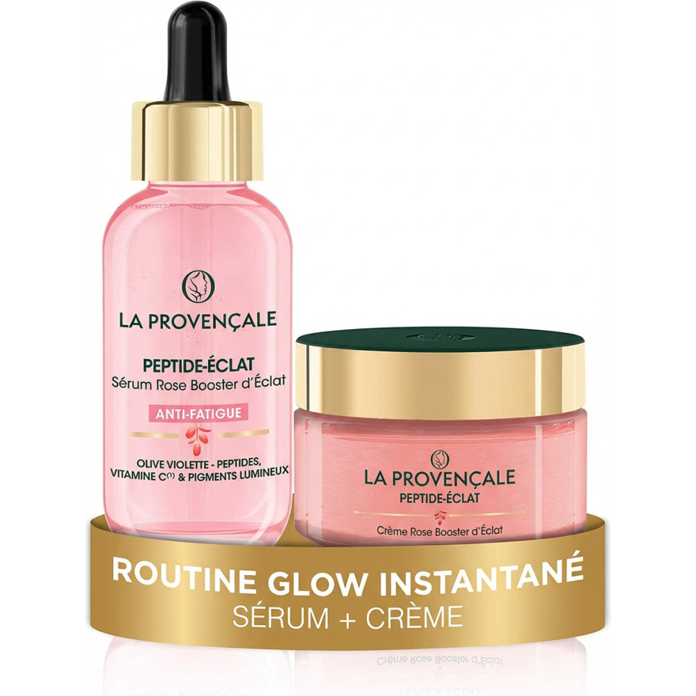 La Provençale - Routine Glow Sérum Rose & Crème Rose Booster d'Eclat Anti-fatigue Peptide-Eclat - Olive violette - Peptides & Pi