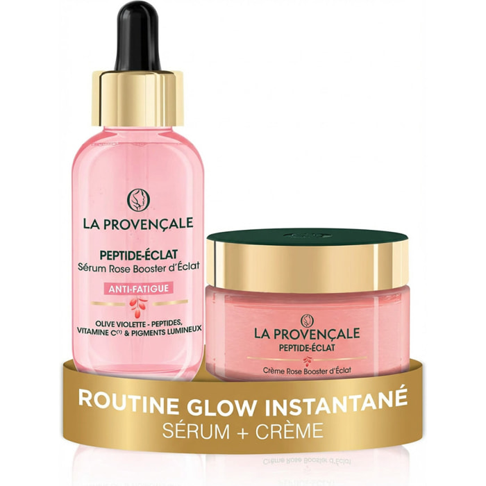 La Provençale - Routine Glow Sérum Rose & Crème Rose Booster d'Eclat Anti-fatigue Peptide-Eclat - Olive violette - Peptides & Pi