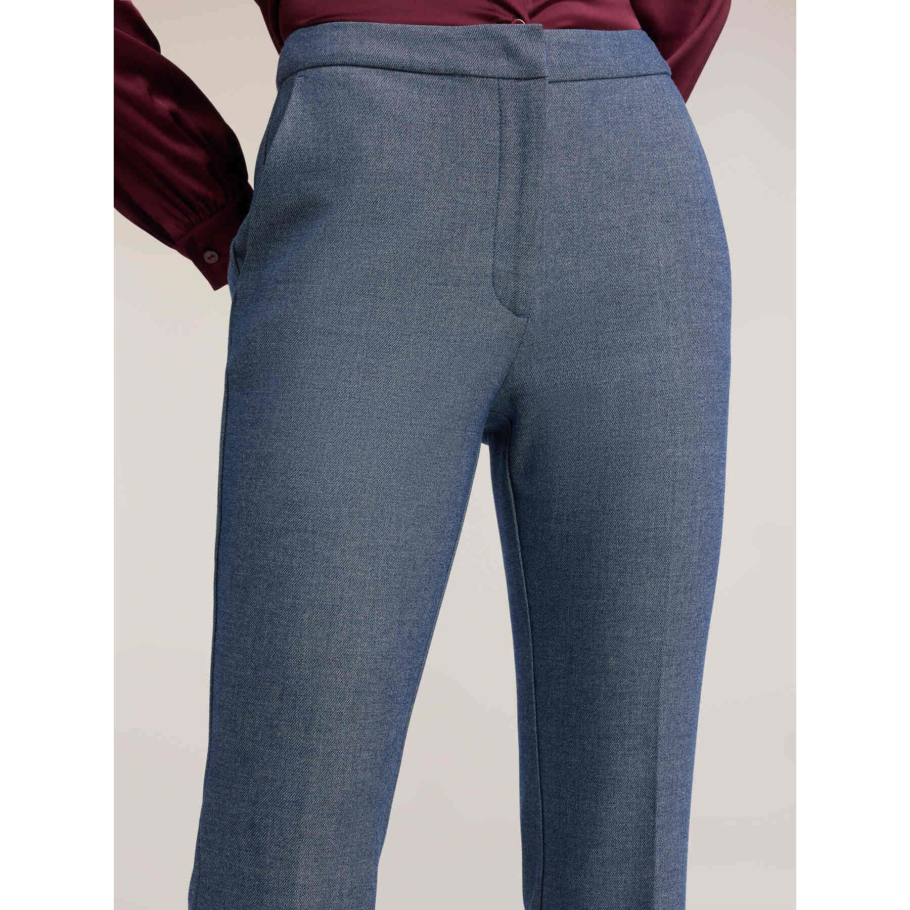 Motivi - Pantaloni flare in tessuto tinto filo - Azzurro