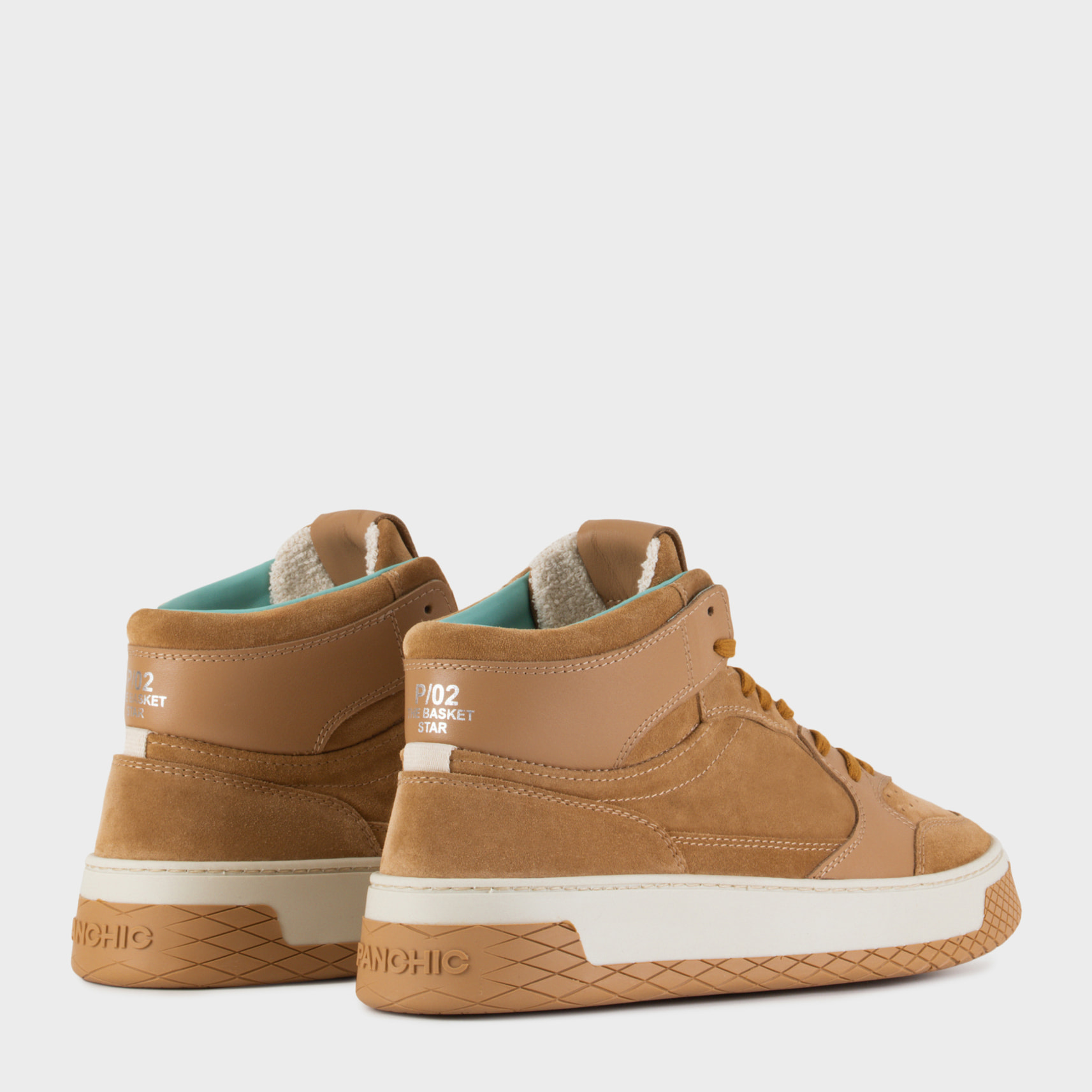 SNEAKER MID P02 UOMO IN SUEDE E PELLE BISCOTTO