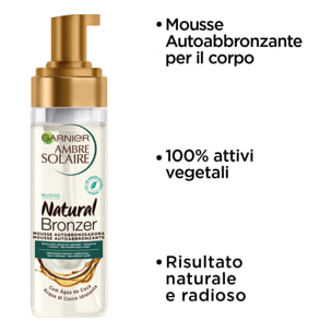 Mousse Autoabbronzante Idratante Ambre Solaire Natural Bronzer con Acqua di Cocco - Flacone da 200ml