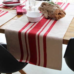 Chemin de table coton épais Rustique - Rouge