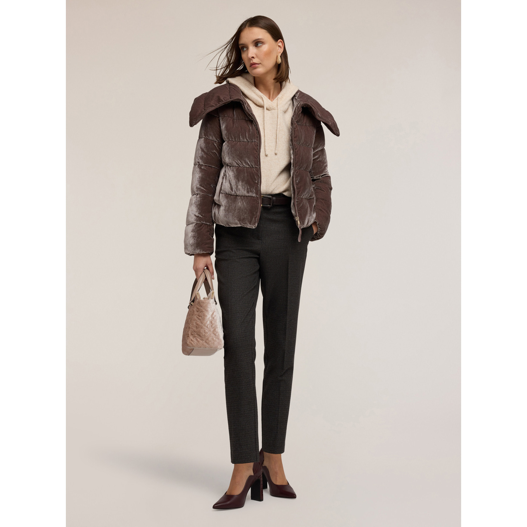 Motivi - Pantaloni regular in tessuto tinto filo - Grigio