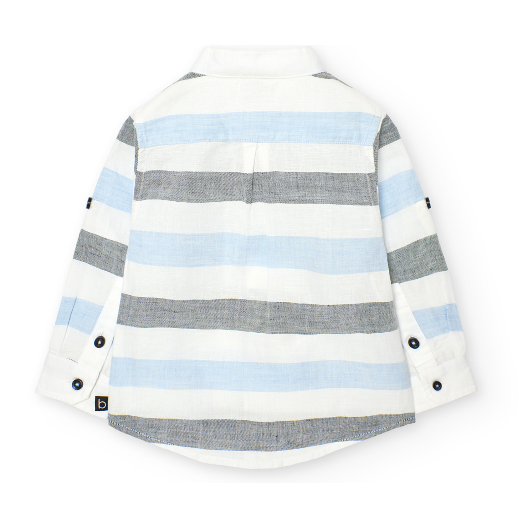 Camisa listada niÃ±o, lino, estampado rayas, azul claro