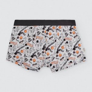 Confezione da 2 boxer da bambino con stampa basket