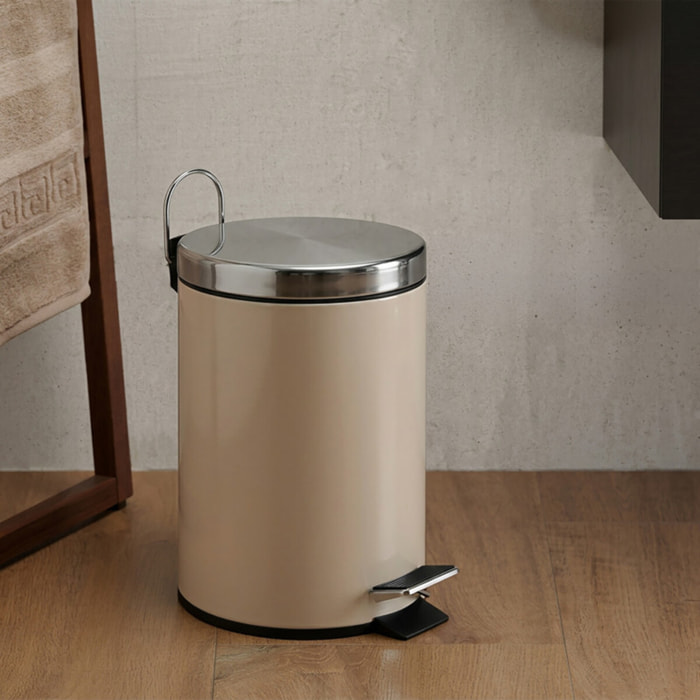 Poubelle à pédale Inox 3L Beige MSV