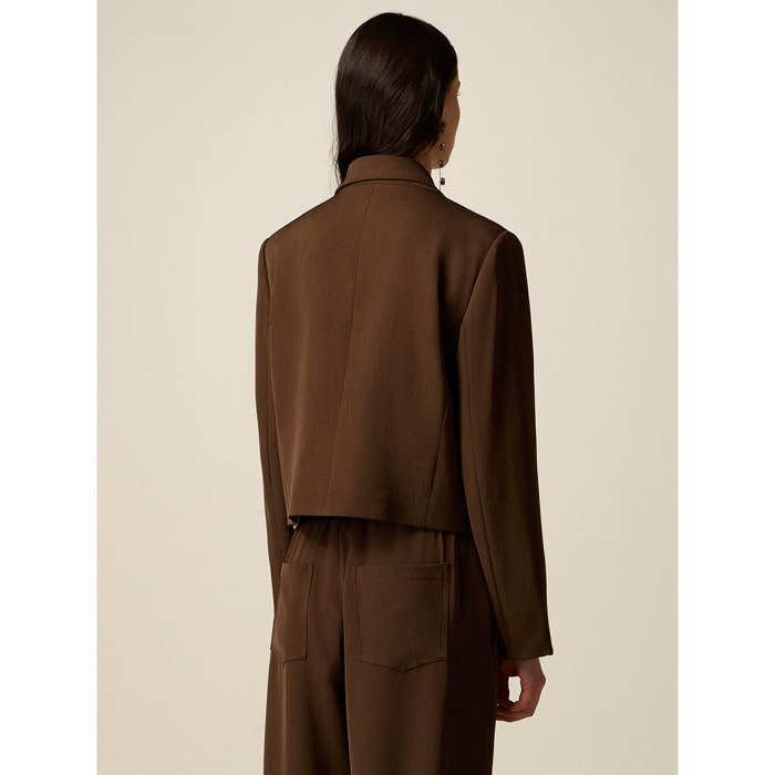 Oltre - Blazer cropped doppiopetto - Marrone