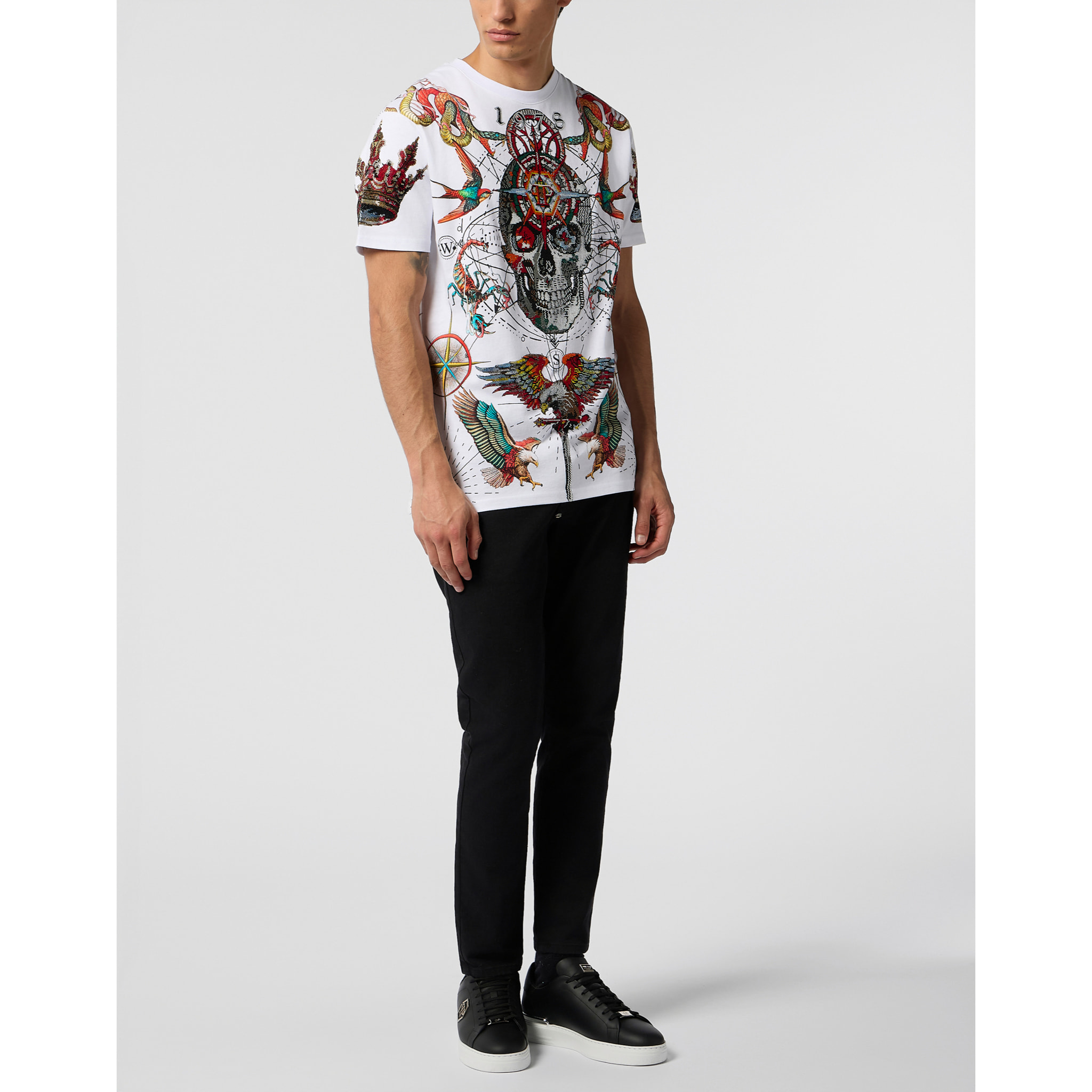 PHILIPP PLEIN Round Neck T-Shirt Tattoo Stones