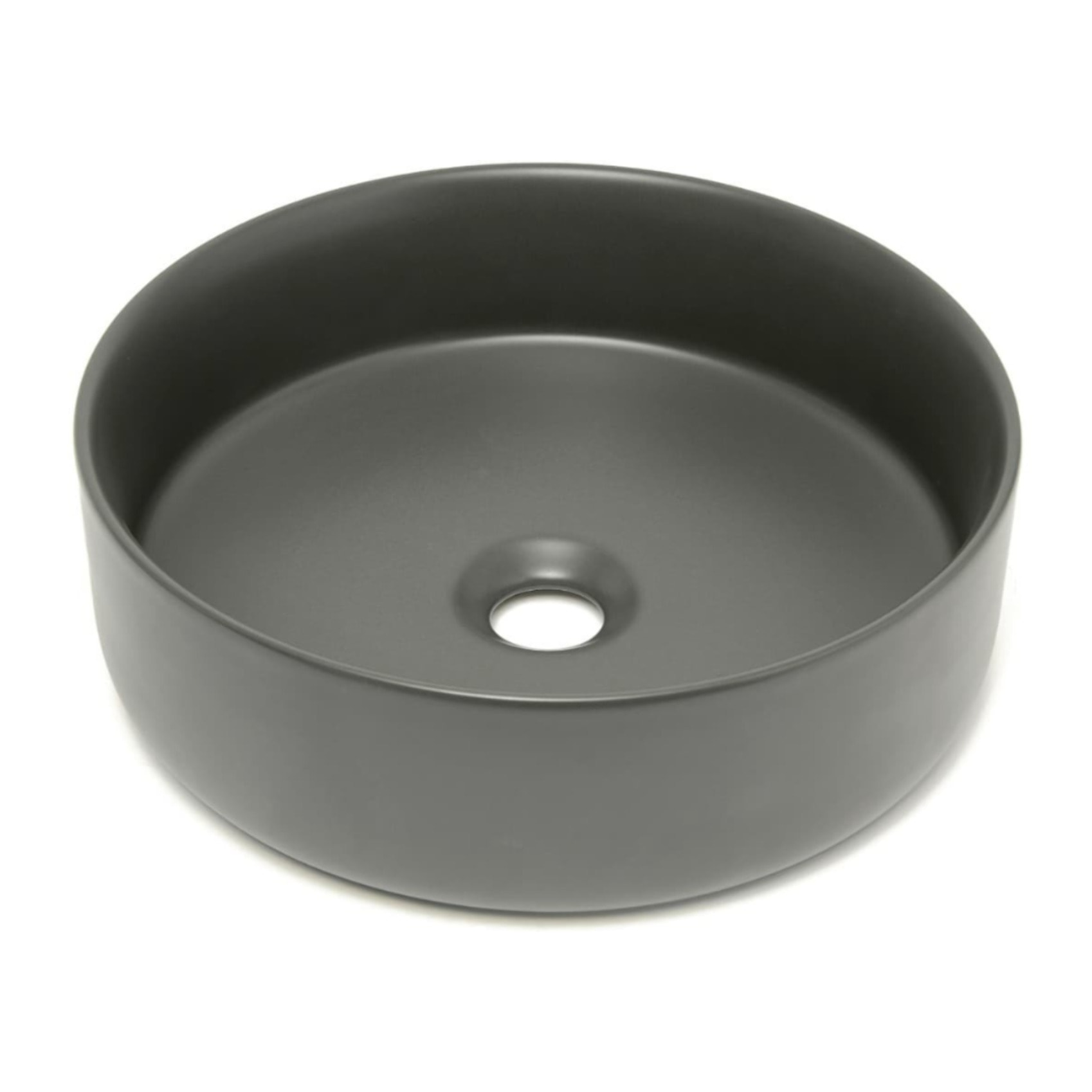 Mood vasque à poser ronde 36x36 cm sans trou de robinetterie ni trop-plein, gris foncé (SATM3636DGRM)
