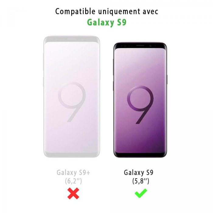 Coque Samsung Galaxy S9 effet cuir grainé noir No Filter rose et fushia Design La Coque Francaise