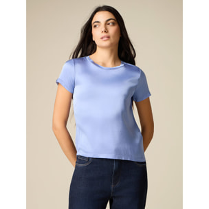 Oltre - Blusa de manga corta en raso - Light - blue