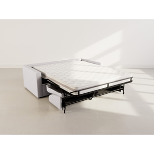 Julia - canapé lit 3 places convertible express couchage quotidien 140 cm matelas 18 cm en tissu - Gris clair