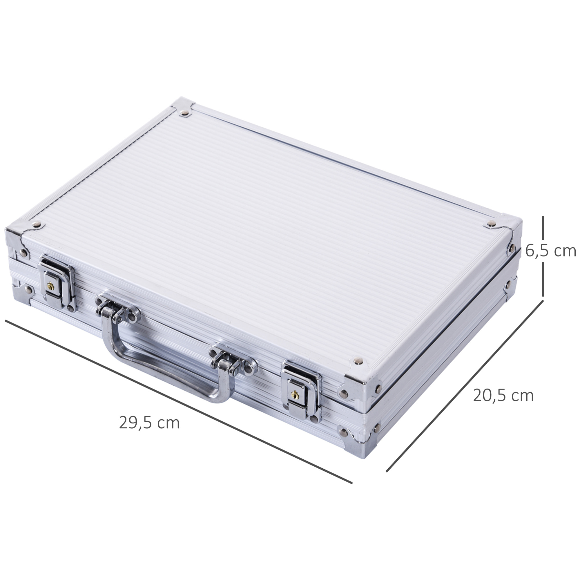 Maletín de Poker Profesional de Aluminio con 200 Fichas Juego Set de Poker Casino con 5 Dados 2 Barajas de Cartas y 1 Ficha de Crupier 29,5x20,5x6,5 cm Multicolor