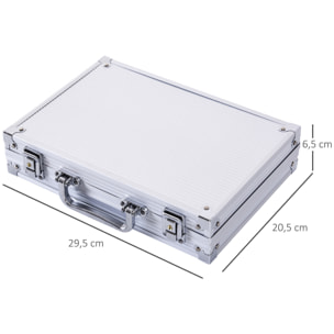 Maletín de Poker Profesional de Aluminio con 200 Fichas Juego Set de Poker Casino con 5 Dados 2 Barajas de Cartas y 1 Ficha de Crupier 29,5x20,5x6,5 cm Multicolor