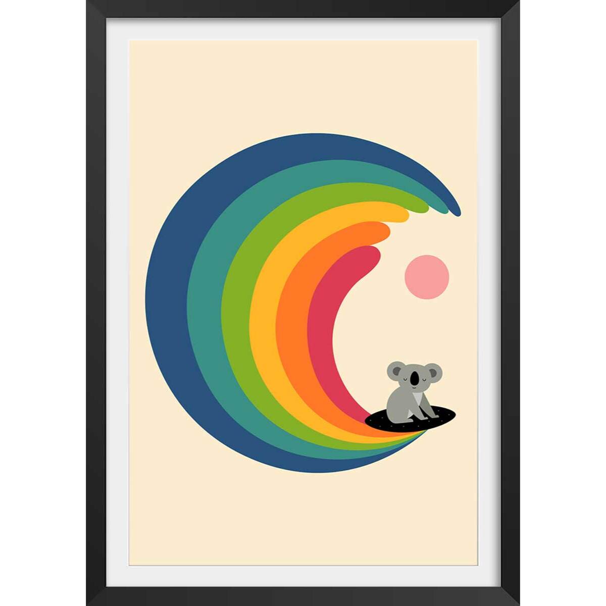 Affiche  surf and koala Affiche + cadre en bois - Noir