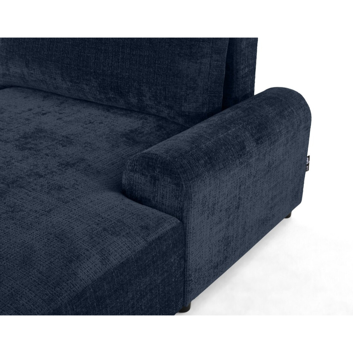 Nelly - canapé d'angle droit 4 places convertible avec coffre en velours texturé - Bleu