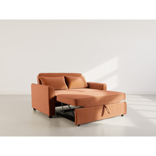 Ernest - Canapé droit 2 places convertible en velours côtelé - Terracotta