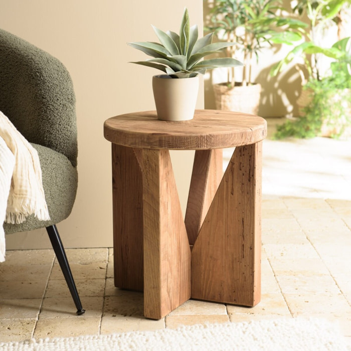 SANDY - Tabouret rond 40x40cm bois Pin recyclé