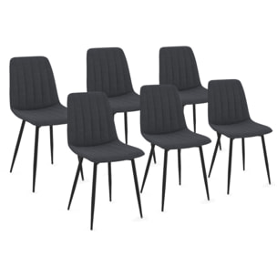 Chaises Fiona velours gris foncé pieds métal noirs - lot de 6