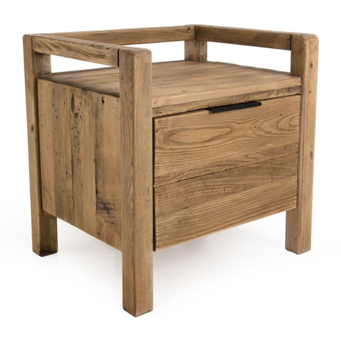SANDY - Chevet marron 1 tiroir bois Pin recyclé