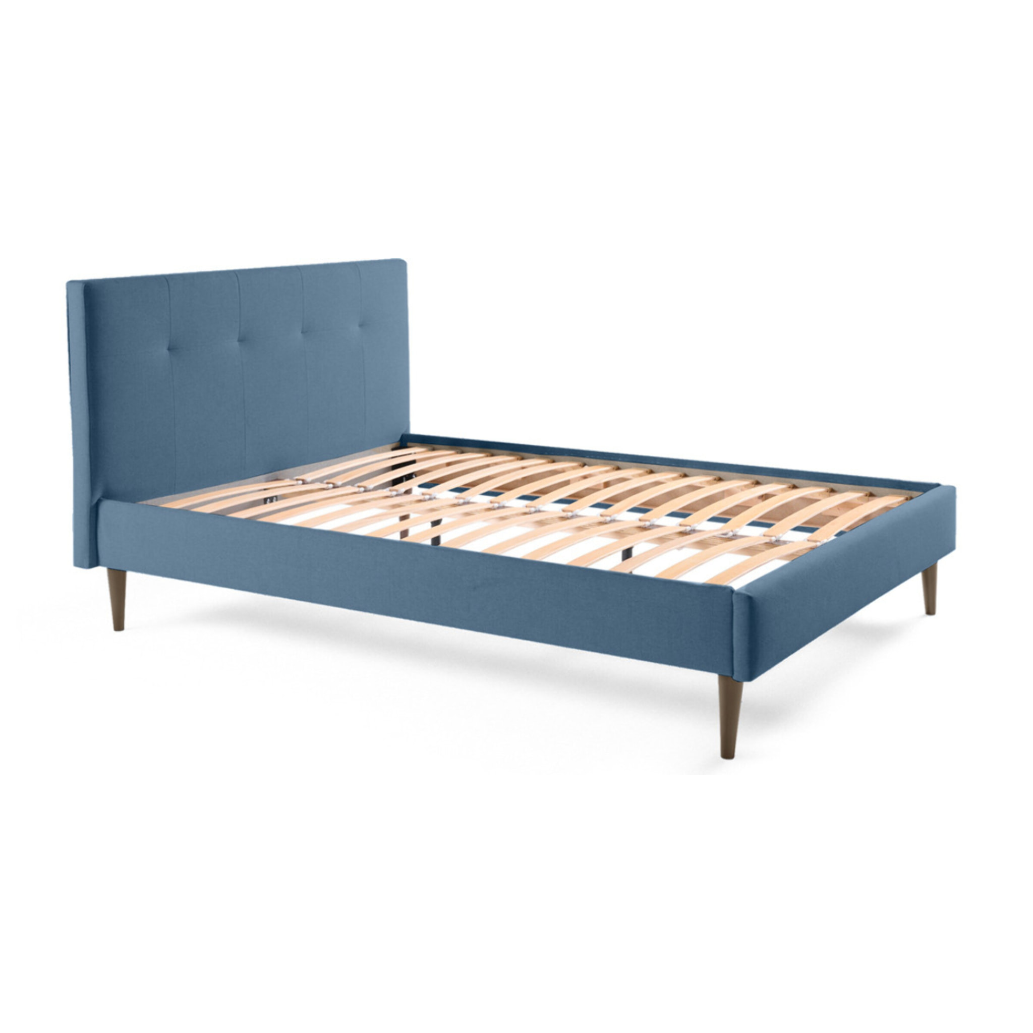 Monet - lit - 160x200 - sommier inclus - en tissu - Bleu