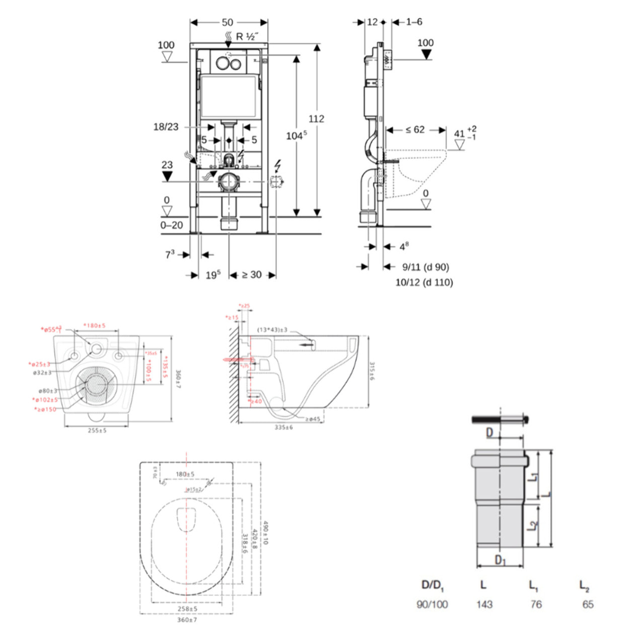 Duofix pack WC bâti-support + WC suspendu Swiss Aqua Technologies + plaque blanche (GEBSTFUWT02-FR)