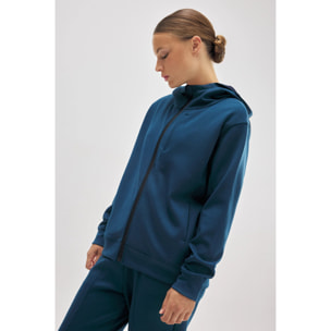 Giacca sportiva blu con cappuccio