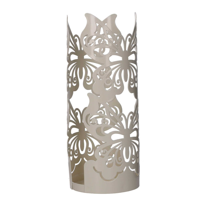 Portabicchiere in metallo farfalla crema tondo cm ø8h20