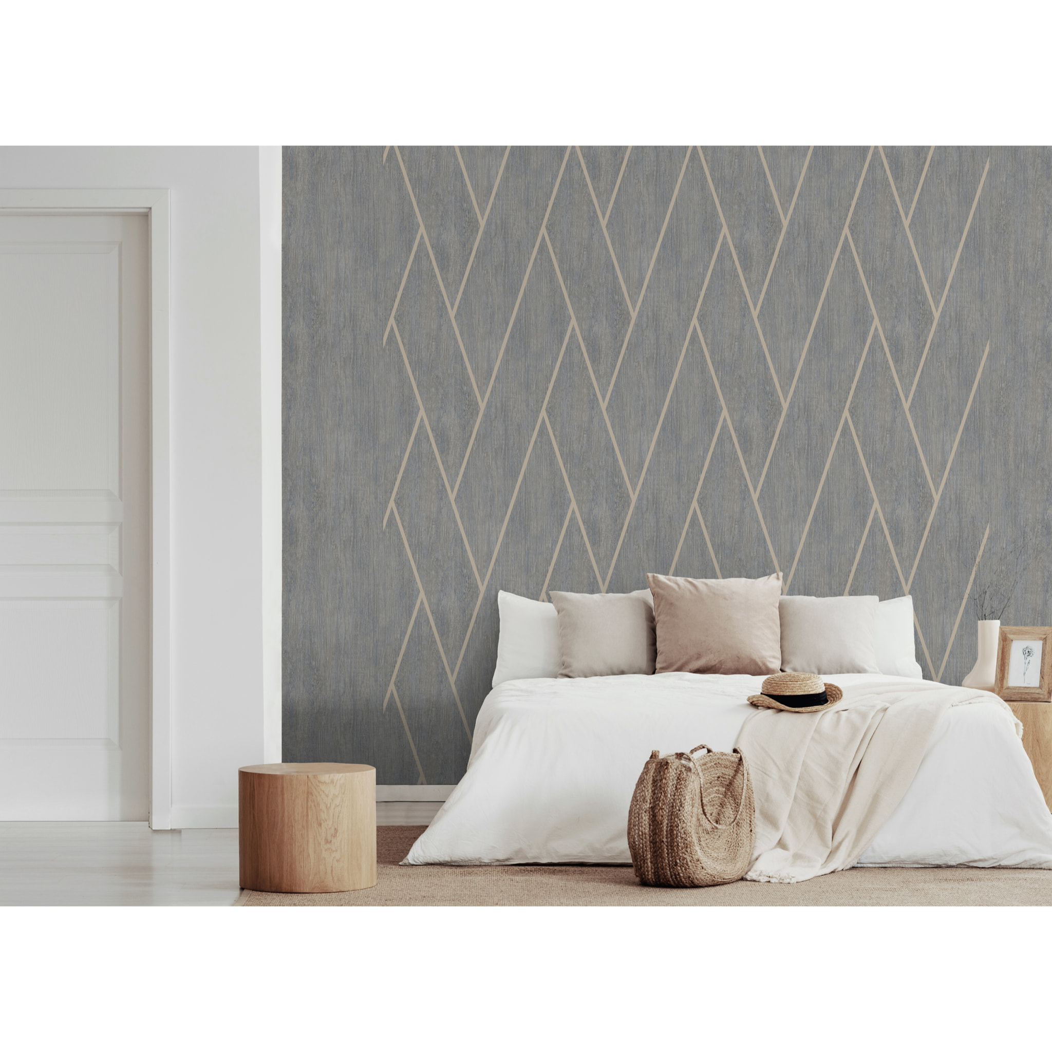 Papier peint effet tissu plissé beige doré