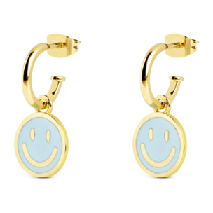 Pendientes Aro Smiley Sky Enamel Baño Oro