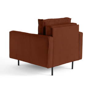 Charlie - fauteuil - pieds hauts - en velours côtelé - Terracotta
