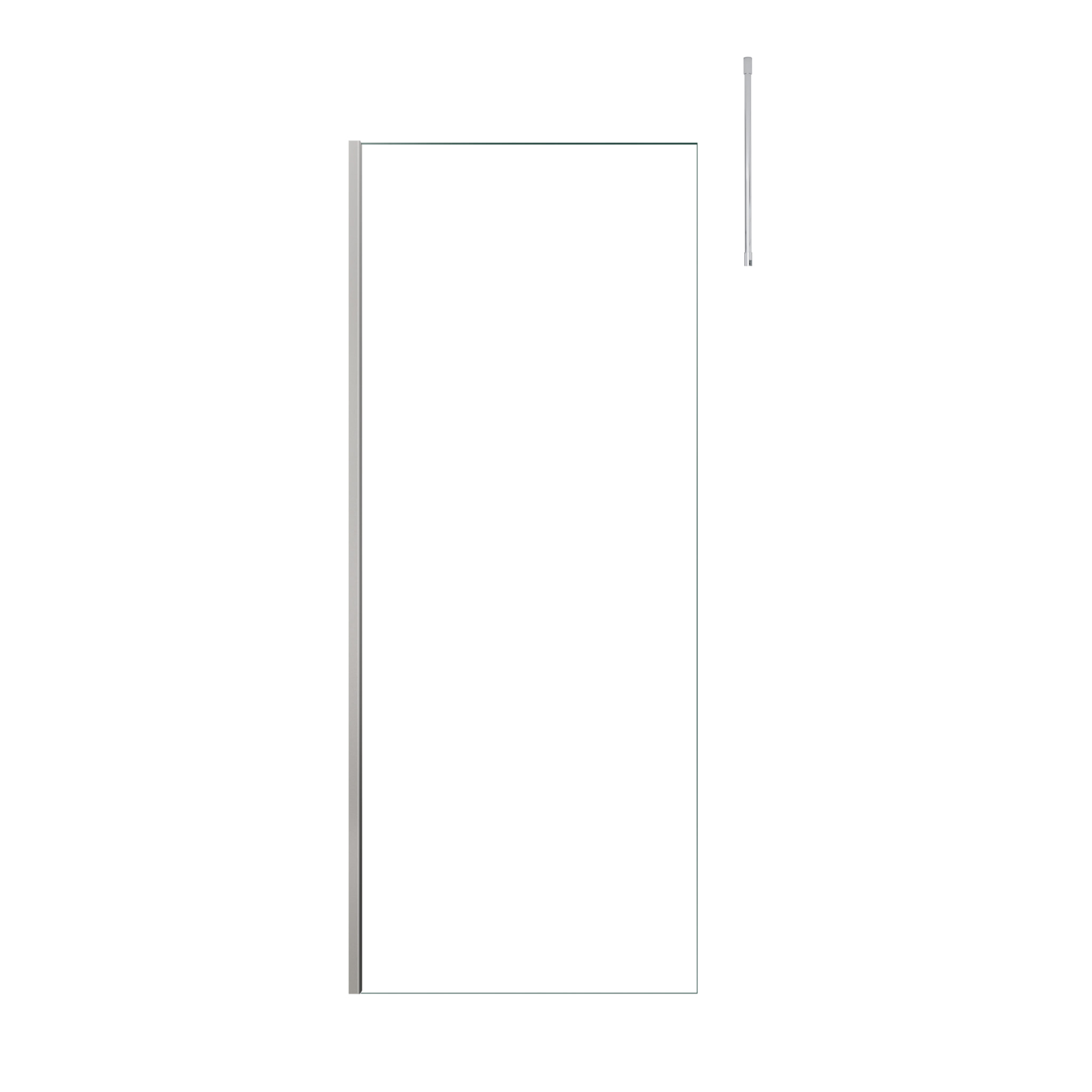 Paroi de Douche 80x200cm Verre Transparent - Profilé + Barre Plafond Finition Chrome - FREEDOM 2
