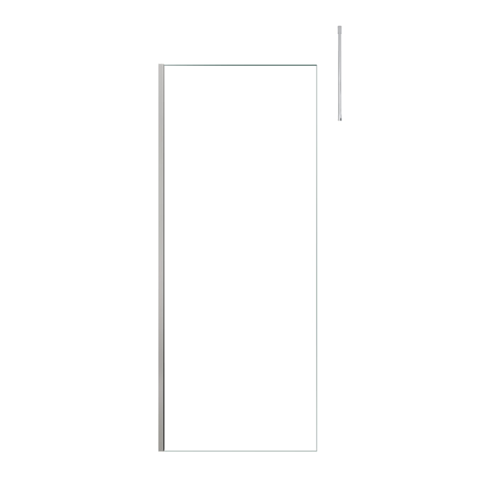 Paroi de Douche 80x200cm Verre Transparent - Profilé + Barre Plafond Finition Chrome - FREEDOM 2