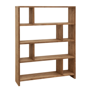 Étagère en bois massif ton chêne foncé de 180x140cm Hauteur: 180 Longueur: 140 Largeur: 35
