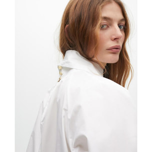 Camicia in popeline con fiocco e maniche a sbuffo