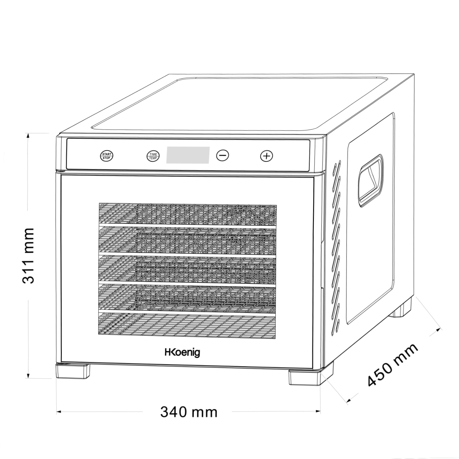 DSY900 H.Koenig, Deshidratador de alimentos , 6 bandejas de secado extraíbles, 650W