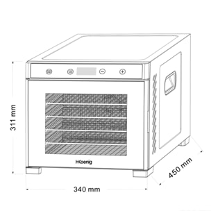 DSY900 H.Koenig, Deshidratador de alimentos , 6 bandejas de secado extraíbles, 650W