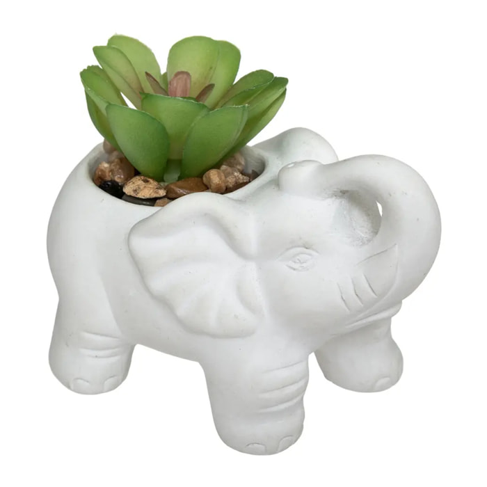 Plante artificielle éléphant pot ciment H10cm