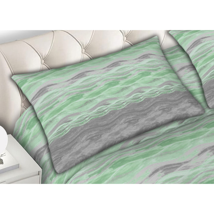Completo Lenzuola In Calda Flanella Made in Italy Pretty Verde