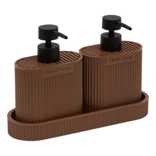 Distributeur de savon Terra ovale 375ml marron