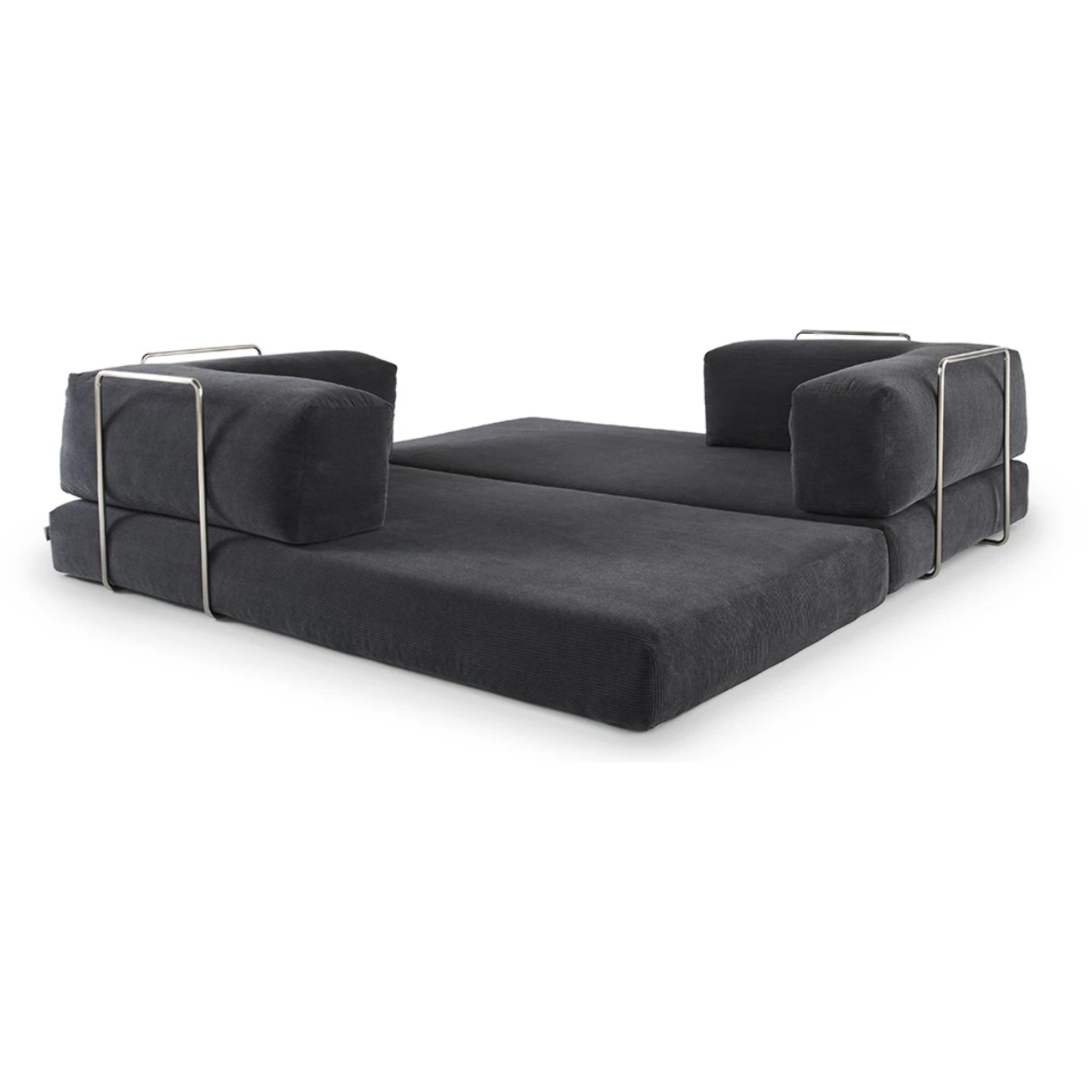 TRENDY - Canapé compressé 3 places modulable en velours côtelé anthracite