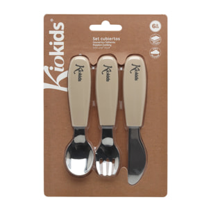 CUBIERTOS DE ACERO Y SILICONA BEIGE