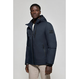 Giaccone blu denim Gstaad con cappuccio fisso e particolari Polo Club
