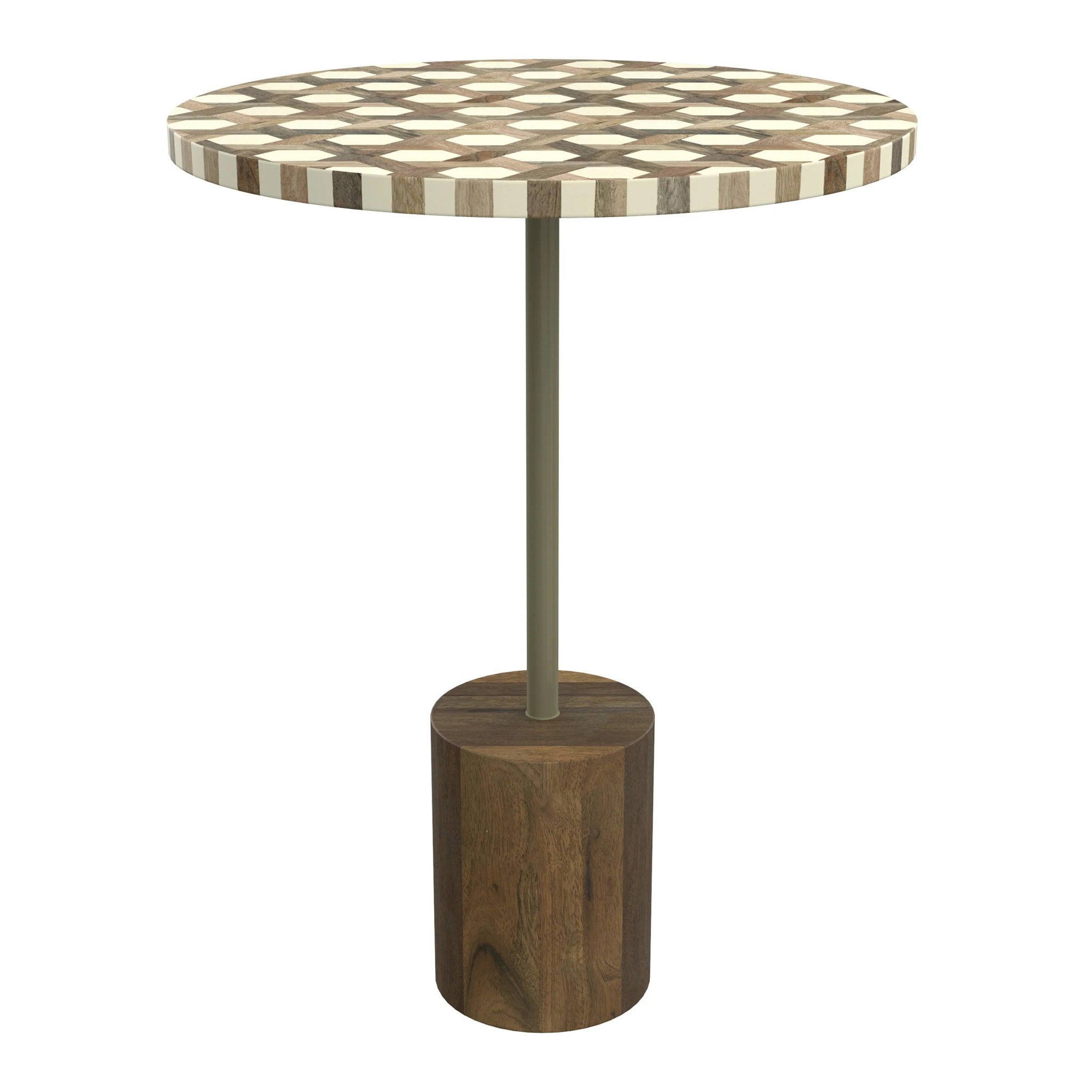 Table d'appoint ronde en bois de manguier et résine  D45 cm - Slimi
