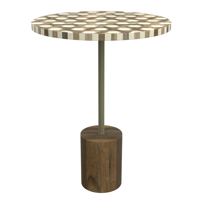 Table d'appoint ronde en bois de manguier et résine  D45 cm - Slimi