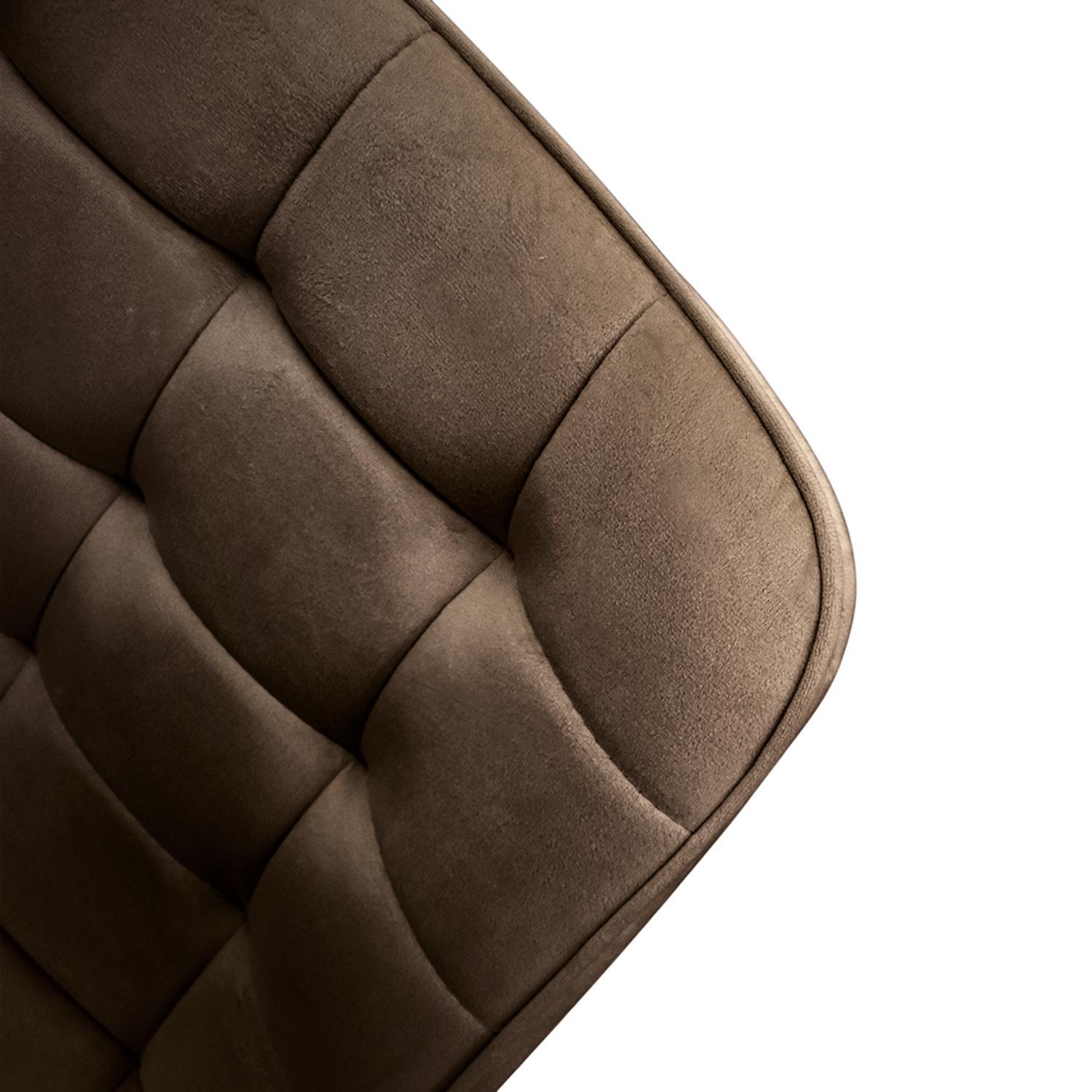 Set di 4 sedie BARCELLONA in tessuto effetto velluto marrone e gambe in metallo nero