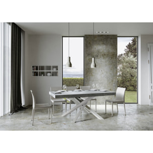 Mesa extensible 90x160/420 cm Volantis Cemento estructura blanco