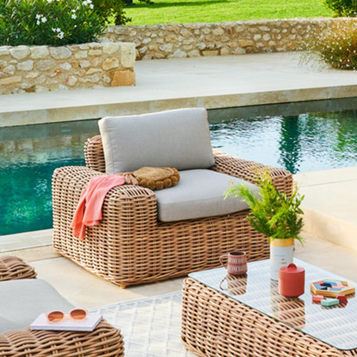 Fauteuil de salon de jardin Savinia Tahini