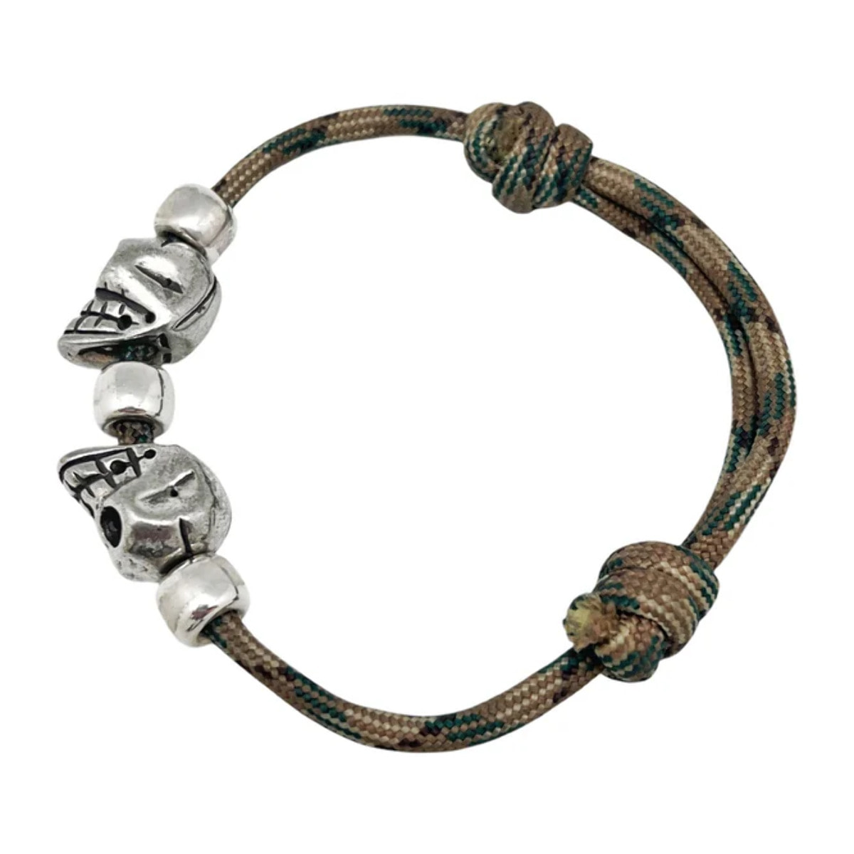 Pulsera paracord doble Skull kaki