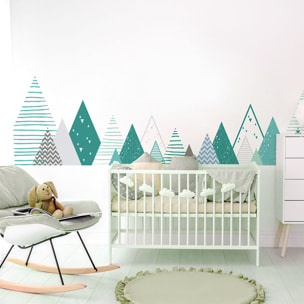 Stickers muraux enfants - Décoration chambre bébé - Autocollant Sticker mural géant enfant montagnes scandinaves KIMKA